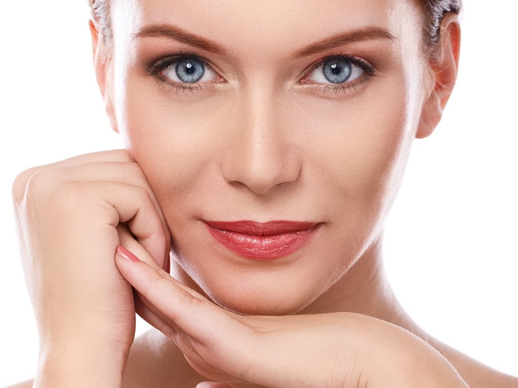 Gorgeous woman with blue eyes